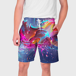 Шорты на шнурке мужские Neon splashes, цвет: 3D-принт