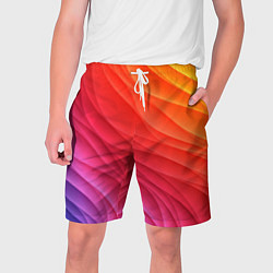 Шорты на шнурке мужские Разноцветные цифровые волны, цвет: 3D-принт