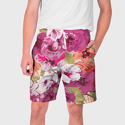Шорты на шнурке мужские Красочный цветочный паттерн Лето Fashion trend 202, цвет: 3D-принт