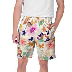 Шорты на шнурке мужские Summer floral pattern, цвет: 3D-принт