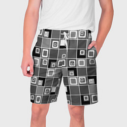 Шорты на шнурке мужские Geometric shapes черно-белый, цвет: 3D-принт