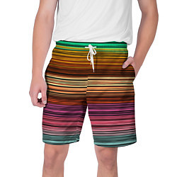 Шорты на шнурке мужские Multicolored thin stripes Разноцветные полосы, цвет: 3D-принт