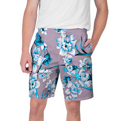 Шорты на шнурке мужские Летний стилизованный цветочный паттерн, цвет: 3D-принт