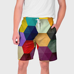 Шорты на шнурке мужские Цветные соты, цвет: 3D-принт