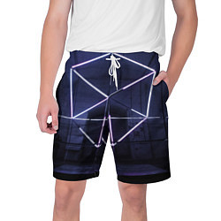 Шорты на шнурке мужские Неоновый прерывистый куб во тьме - Фиолетовый, цвет: 3D-принт