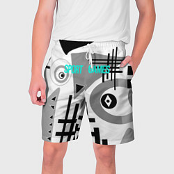 Шорты на шнурке мужские SPORT GAMES черно-белый абстрактный узор, цвет: 3D-принт