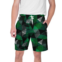 Шорты на шнурке мужские Зеленый, серый и черный геометрический, цвет: 3D-принт
