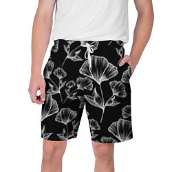 Мужские шорты Графичные цветы на черном фоне
