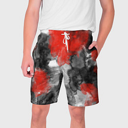 Шорты на шнурке мужские Черно-красная абстрактная текстура акварели, цвет: 3D-принт