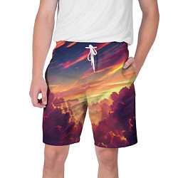 Шорты на шнурке мужские Закатное солнце в облаках, цвет: 3D-принт