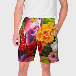 Шорты на шнурке мужские Прекрасный цветочный букет, цвет: 3D-принт