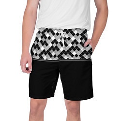 Шорты на шнурке мужские Черно-белый геометрический узор, цвет: 3D-принт
