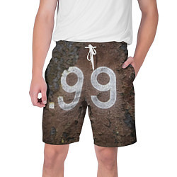 Шорты на шнурке мужские Номер 99 на ржавом металле, цвет: 3D-принт