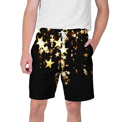 Шорты на шнурке мужские Золотые праздничные звезды, цвет: 3D-принт