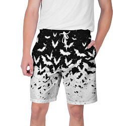 Шорты на шнурке мужские Black and white bat pattern, цвет: 3D-принт