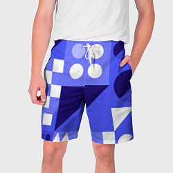 Мужские шорты Геометрические синие, фиолетовые и белые фигуры