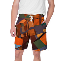 Шорты на шнурке мужские Множество оранжевых кубов и фигур, цвет: 3D-принт