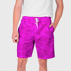 Шорты на шнурке мужские Розовый яркий неоновый узор с мраморной текстурой, цвет: 3D-принт