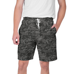 Шорты на шнурке мужские Камуфляж AOR-2 серый пиксель, цвет: 3D-принт