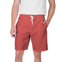 Шорты на шнурке мужские Вязанное полотно - Красное, цвет: 3D-принт