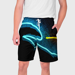 Шорты на шнурке мужские Неоновый разлом - киберпанк броня, цвет: 3D-принт