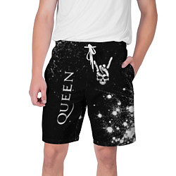 Шорты на шнурке мужские Queen и рок символ на темном фоне, цвет: 3D-принт