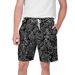 Шорты на шнурке мужские Чайная роза: Черно белыи принт, цвет: 3D-принт