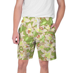 Мужские шорты Нежные цветы - лилии: цветной паттерн