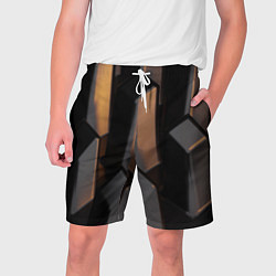 Шорты на шнурке мужские Абстрактные тёмные геометрические блоки, цвет: 3D-принт