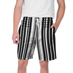 Шорты на шнурке мужские Бело серый полосатый узор, цвет: 3D-принт