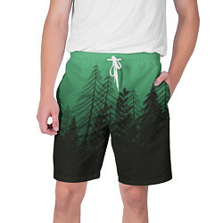 Шорты на шнурке мужские Зелёный туманный лес, цвет: 3D-принт