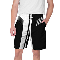 Шорты на шнурке мужские Чёрные и белые полоски, цвет: 3D-принт