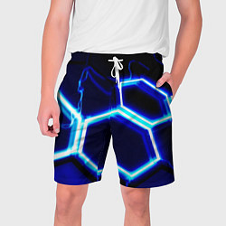 Шорты на шнурке мужские Neon abstraction plates storm, цвет: 3D-принт