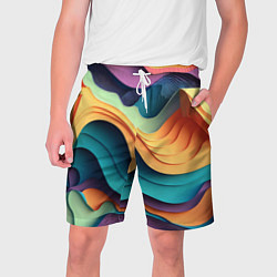 Шорты на шнурке мужские Цветной рельеф, цвет: 3D-принт