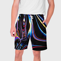 Шорты на шнурке мужские Черный глянец, цвет: 3D-принт