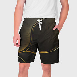 Шорты на шнурке мужские Фон с золотыми линиями, цвет: 3D-принт