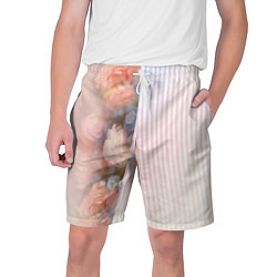 Шорты на шнурке мужские Цветы за стеклом - полосы с градиентом, цвет: 3D-принт