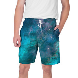 Шорты на шнурке мужские Абстрактный светло-синий космос и звёзды, цвет: 3D-принт