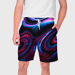 Шорты на шнурке мужские Разводы красок и бензина неоновый, цвет: 3D-принт