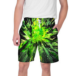 Шорты на шнурке мужские Fractal green explosion, цвет: 3D-принт