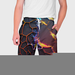 Шорты на шнурке мужские Подорванные неоновые плиты, цвет: 3D-принт