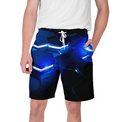 Шорты на шнурке мужские Металлические соты с синей подсветкой, цвет: 3D-принт