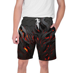 Шорты на шнурке мужские Объемное черное пламя, цвет: 3D-принт
