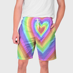 Шорты на шнурке мужские Сердце - пастельные цвета, цвет: 3D-принт