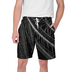 Шорты на шнурке мужские Узор минималистичные белые линии ночью, цвет: 3D-принт