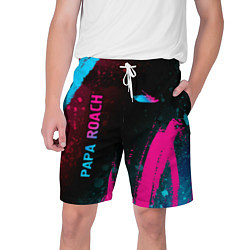 Мужские шорты Papa Roach - neon gradient: надпись, символ