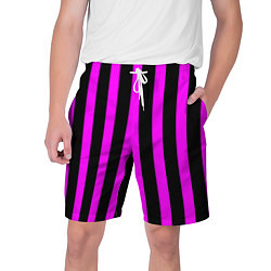 Шорты на шнурке мужские В полоску черного и фиолетового цвета, цвет: 3D-принт