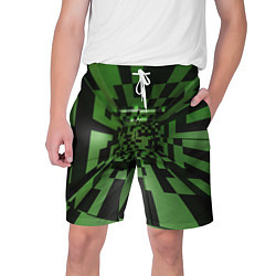 Шорты на шнурке мужские Чёрно-зелёный геометрический коридор, цвет: 3D-принт