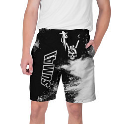 Шорты на шнурке мужские Sum41 и рок символ на темном фоне, цвет: 3D-принт