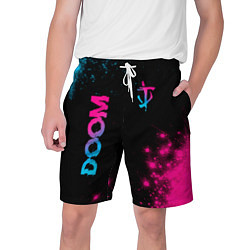 Шорты на шнурке мужские Doom - neon gradient: надпись, символ, цвет: 3D-принт